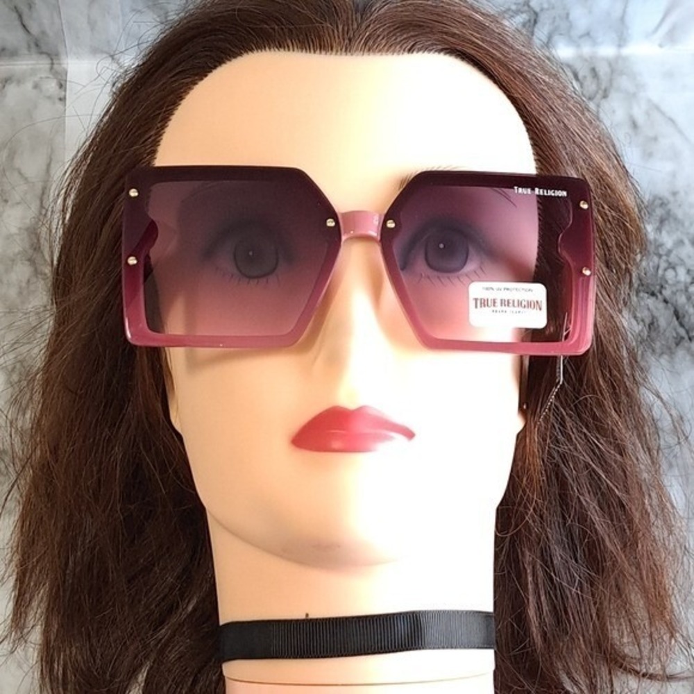 True Religion Women's Pink Oversized Square Sunglasses New